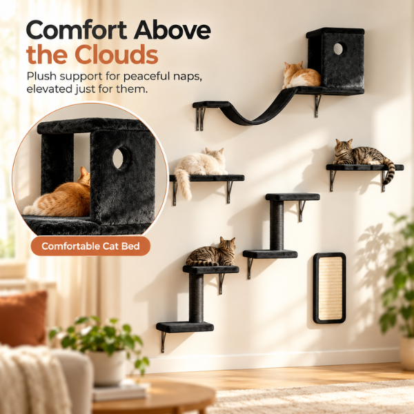 AUVANOM® Skyline Cat Wall Set – 6 Pieces