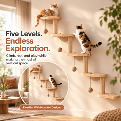AUVANOM® Ascend Cat Wall Shelves – 5 Tiers