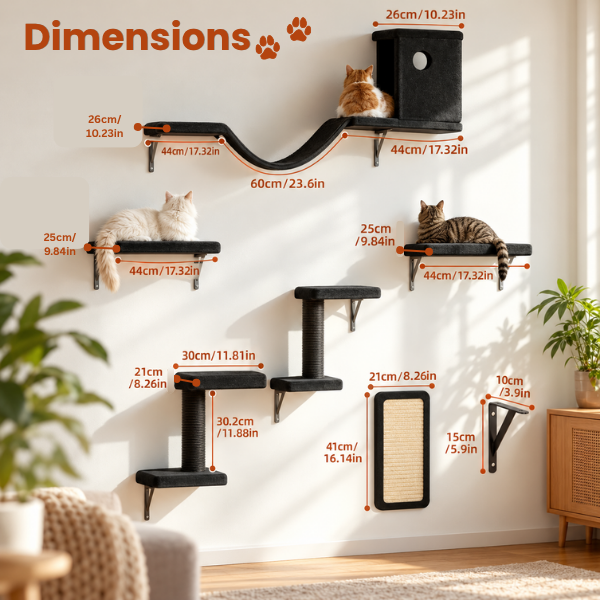 AUVANOM® Skyline Cat Wall Set – 6 Pieces