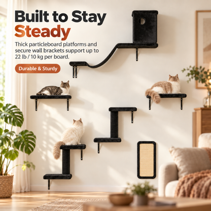 AUVANOM® Skyline Cat Wall Set – 6 Pieces